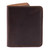 This is the front of a dark brown large bifold leather wallet.