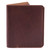 This is the front of a red brown large bifold leather wallet.