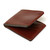 High quality red brown leather wallet bifold with RFID showing the side.