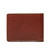 High quality red brown leather wallet bifold with RFID showing the back side.