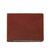 High quality red brown leather wallet bifold with RFID showing the front side.