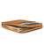 High quality tan brown leather wallet laying down flat.