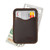 This is a dark brown leather wallet standing with cash open.