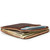 High quality tan brown leather wallet laying down flat.