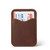 High quality front of a red brown leather wallet standing with no cash.