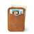 High quality tan brown leather wallet standing with cash.