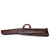 This is a dark brown leather gun sleeve for rifles and shotguns and it is facing the front.