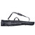 High quality black leather gun sleeve for rifles and shotguns and it is facing the back.