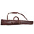 High quality red brown leather gun sleeve for rifles and shotguns and it is facing the back.