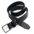 High quality black leather belt with no stitching and made with thick leather.
