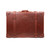 High quality back view of leather suitcase in red brown.