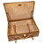 High quality saddleback Leather suitcase open and empty.