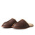 High quality front of the dark brown sheepskin slippers. Made by Saddleback
