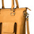 This is the close up view of the side of the Classic Crossbody Leather tote in light brown leather