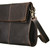 This is the side view of the dark brown Nora Crossbody Leather Bag