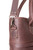This is the side view of the leather zipper tote in reddish brown leather