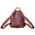 This is a red-brown women's leather backpack from the back.