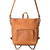 High quality this tan leather backpack is showing the front view