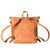High quality this tan leather woman's backpack is showing the back view