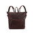 High quality this women's leather backpack is a dark red brown color.