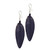 High quality dark blue leather feather earrings view