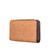 High quality tan brown large zippered leather wallet from the side.