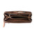High quality dark brown large zippered leather wallet from the top