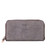 High quality front view of the large zippered leather wallet in black