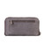 High quality back view of the large zippered leather wallet in black