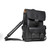 High quality a black leather backpack on the front side has pockets behind the pockets for men and women.