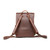 High quality this red brown leather backpack has two shoulder straps on the back.