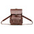 High quality front side picture of our red brown thin leather backpack that men and women love.