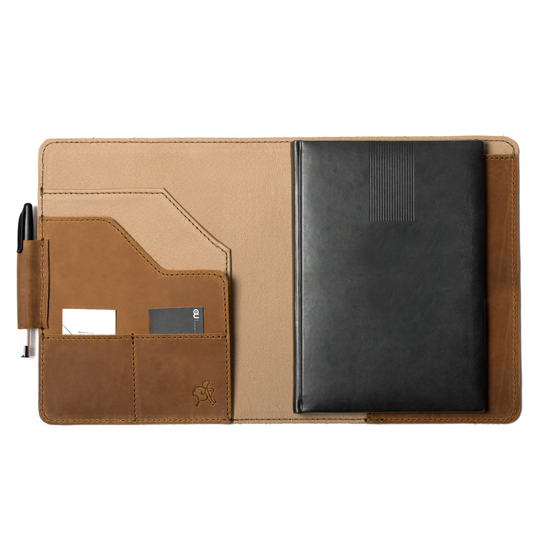High quality full grain Large Leather Moleskine Cover front view - Saddleback Leather