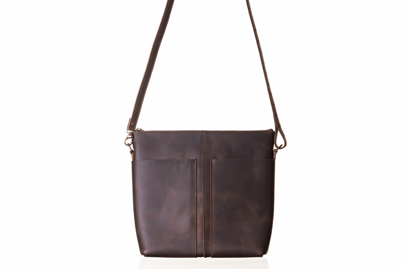 High quality full grain Suzette's Steals Minimal Leather Tote - Dark Coffee front view - Saddleback Leather