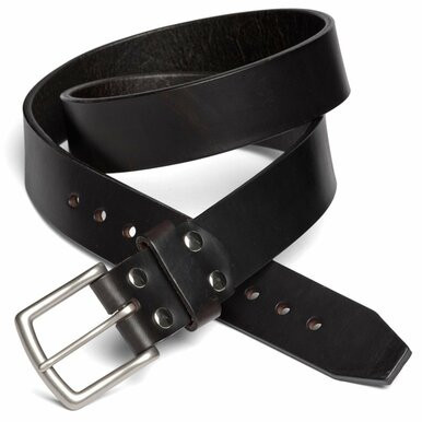 High quality dark brown full grain Dave's Deals Old Bull Leather Belt - Dark Coffee Brown-34 front view - Saddleback Leather