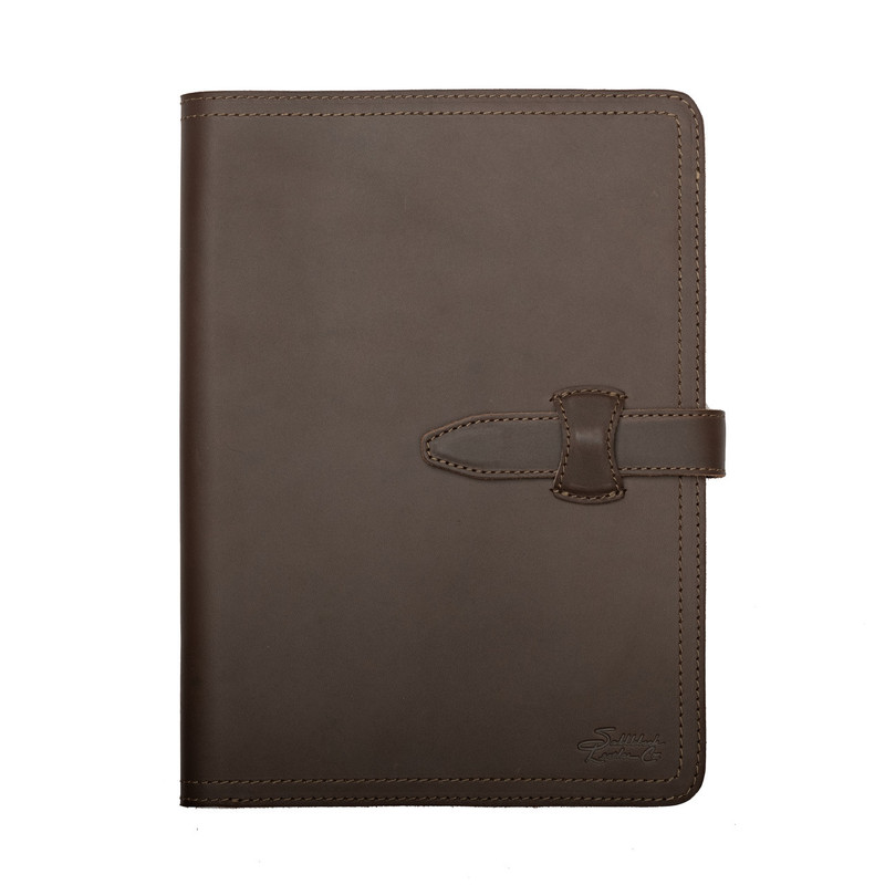 Dave's Deals Large Leather Portfolio - Dark Coffee Brown