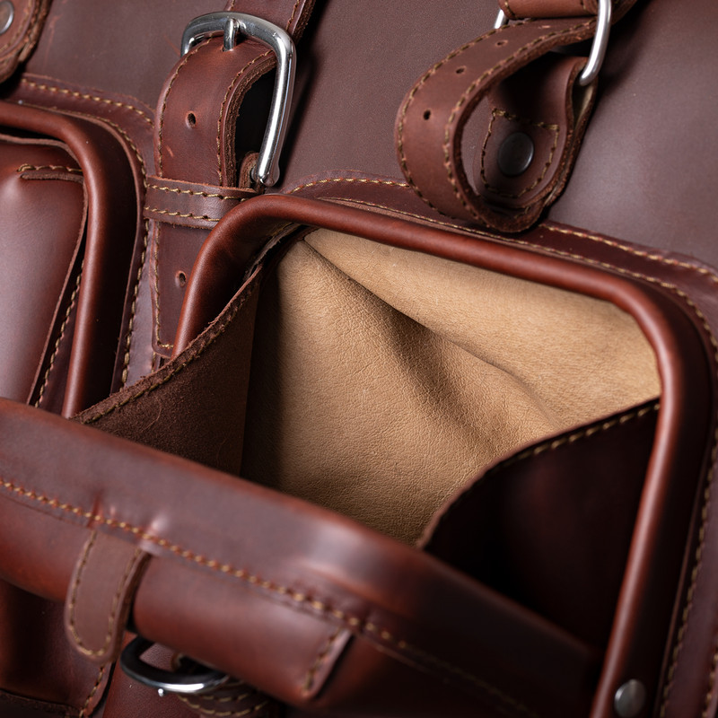 Deep Pocket Leather Duffle Bag