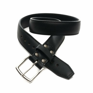 High quality black full grain Dave's Deals Leather Tow Belt - Black - 32 front view - Saddleback Leather