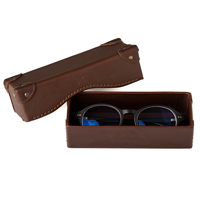 High quality full grain leather Grandfather Eyeglass Case alternate angle - Saddleback Leather