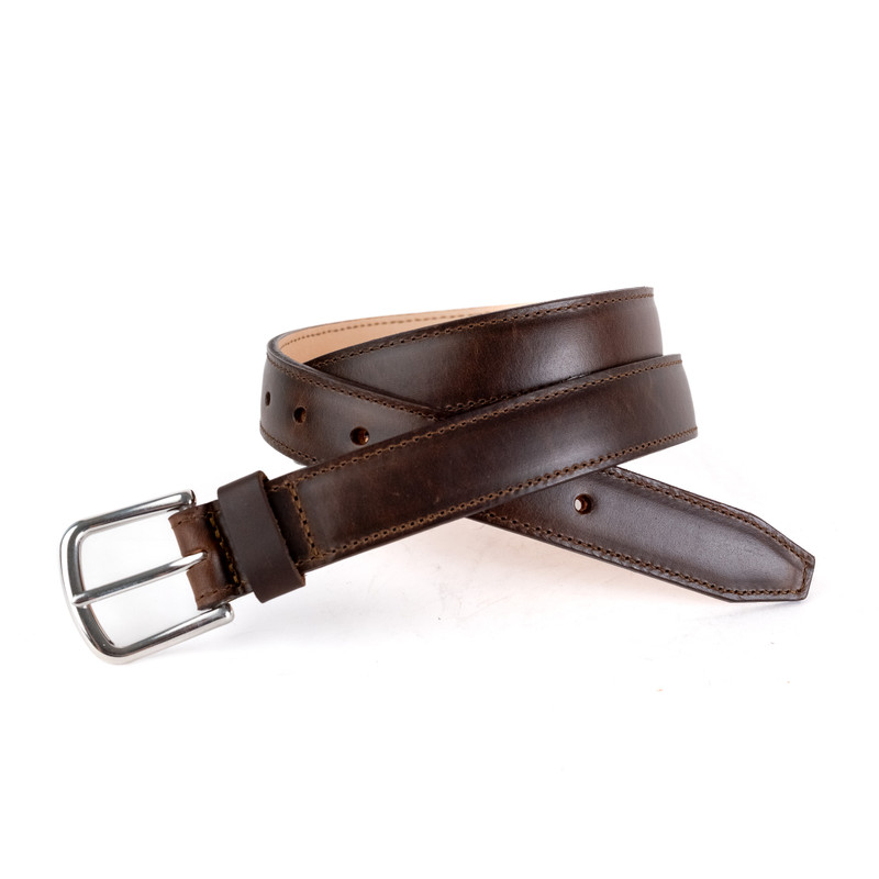 High quality light brown full grain leather Dress Belt front view - Saddleback Leather