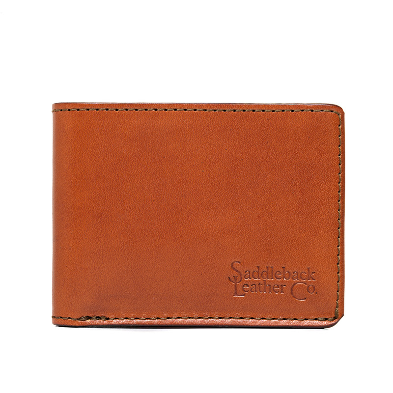 High quality front view of the William Penn Bifold leather Wallet in tan