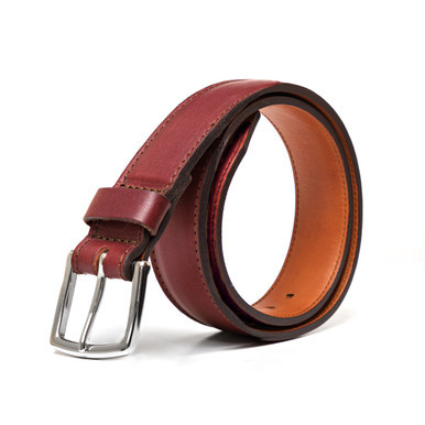 High quality full grain leather Dave's Deals Italian Casual Belt - Oxblood - Size 30 front view - Saddleback Leather