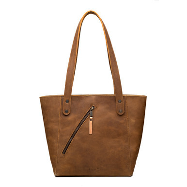 Suzette's Steals Concealed Carry Leather Tote - Tobacco