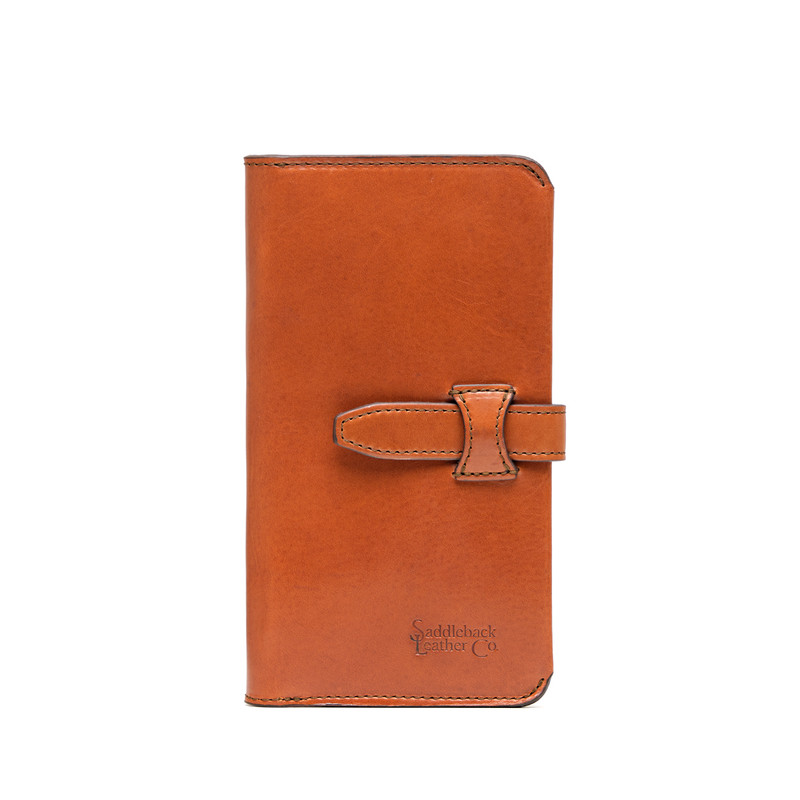 High quality front view of the Silverback Big leather Wallet in light tan
