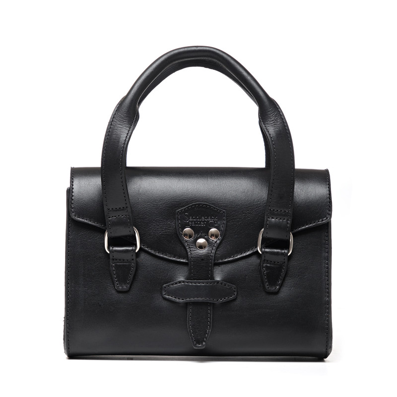 High quality front view of the Silverback Double Handle leather Purse in black