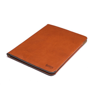 High quality tan full grain leather Dave's Deals C.S. Lewis Medium Portfolio - English Tan front view - Saddleback Leather