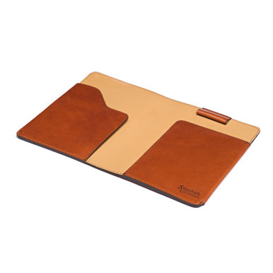 High quality tan full grain leather Dave's Deals J.R.R. Tolkien Journal Cover - English Tan front view - Saddleback Leather