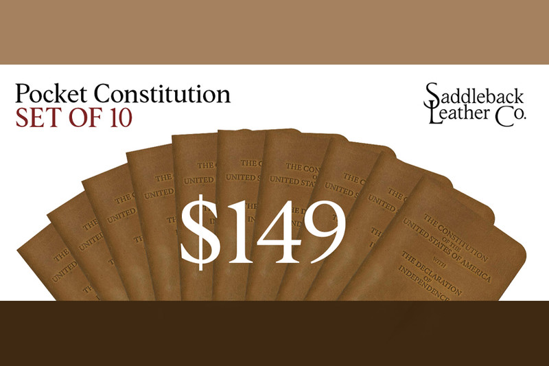 High quality full grain leather Pocket Declaration/Constitution - Set front view - Saddleback Leather