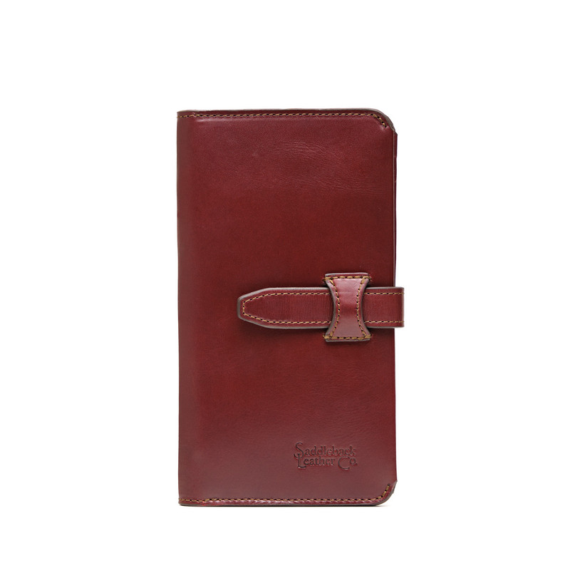 High quality front view of the Silverback Big leather Wallet in reddish brown