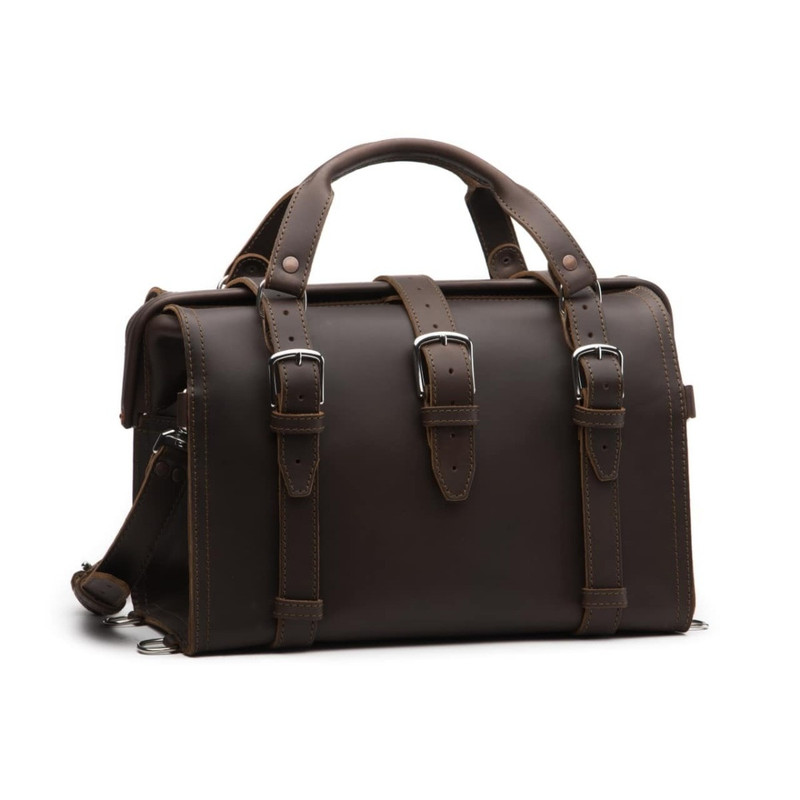 Dave's Deals Doctor's Leather Duffle Bag - Dark Coffee Brown